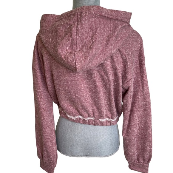 PEYTON VALLEY CROPPED ROSE COLOR HOODIE SIZE M NWT - Picture 6 of 7